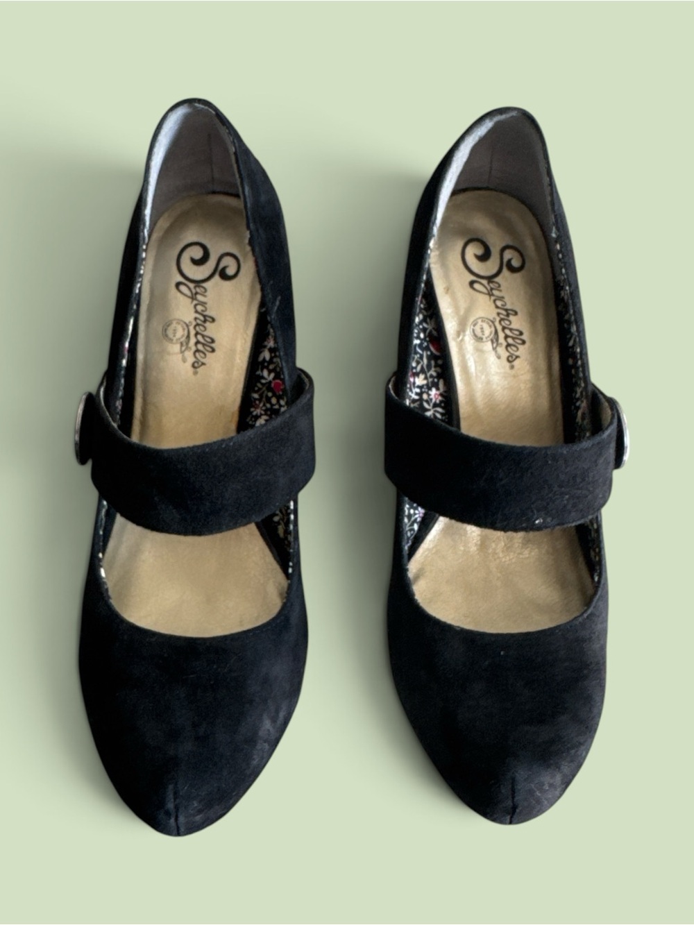 Seychelles "Third Degree" Black Suede Mary Jane Pumps - Picture 5 of 9